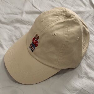 Polo by Ralph Lauren Cream Cap with Bear Embroidery
